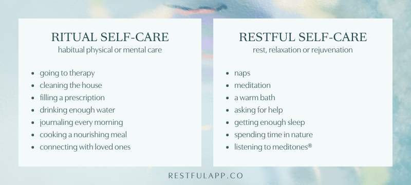 List of ritual self-care and restful self-care activities